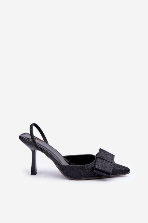 Chaussures brillantes à talons hauts avec des rubans couleur noire Gredan Chaussures brillantes à talons hauts avec des rubans couleur noire Gredan