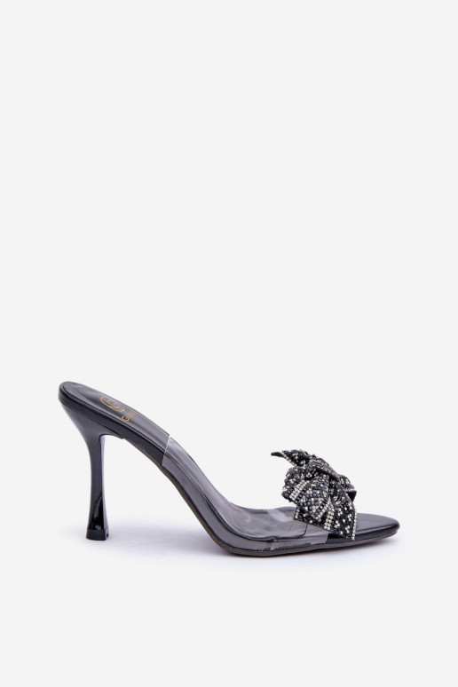 Durchschauen Sandalen mit dünnen Absätzen Mit Shiny Bogen schZuarze Farbe Viosta Durchschauen Sandalen mit dünnen Absätzen Mit Shiny Bogen schZuarze Farbe Viosta