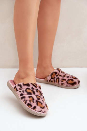 Slippers met voering voor dames met luipaardprint Inblu EK000008 in roze 2