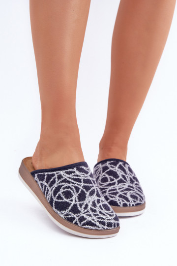 Chaussons Mules Femme Inblu CT000028 bleu marine brillant