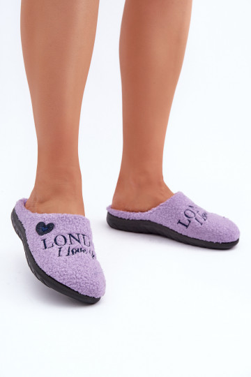 chaussures fait maison Chaussons Féminin avec une note et un manteau de fourrure Typu Baranek Inblu ET000027 Couleur violette