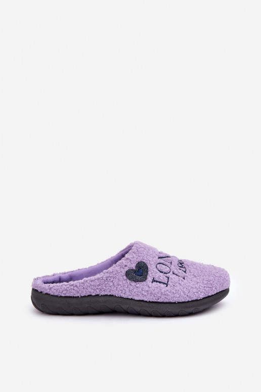 Hausschuhe für Damen mit Aufschrift und Fell Typ Baranek Inblu ET000027 in Violett