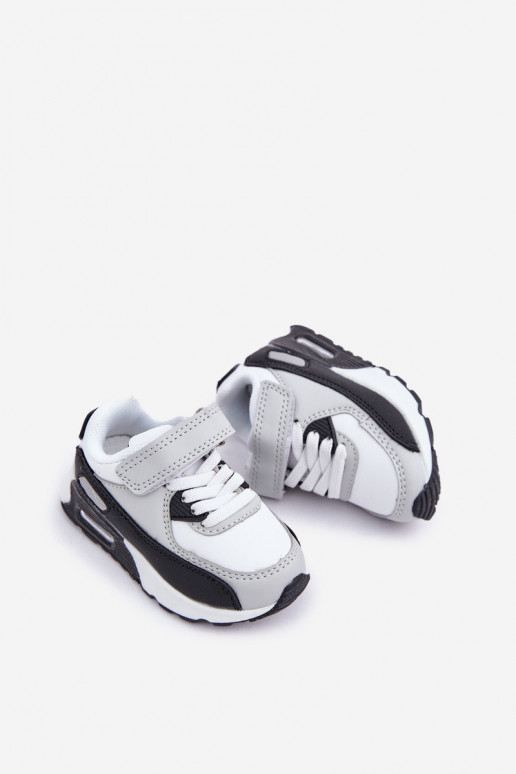 Kinderen leren sportschoenen op platform wit-zwart kleur Lori