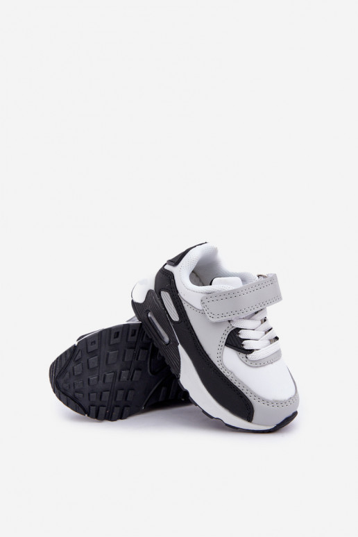 Sportliche Leder-Sneaker für Kinder mit Plattform in Weiß-Schwarz Lori