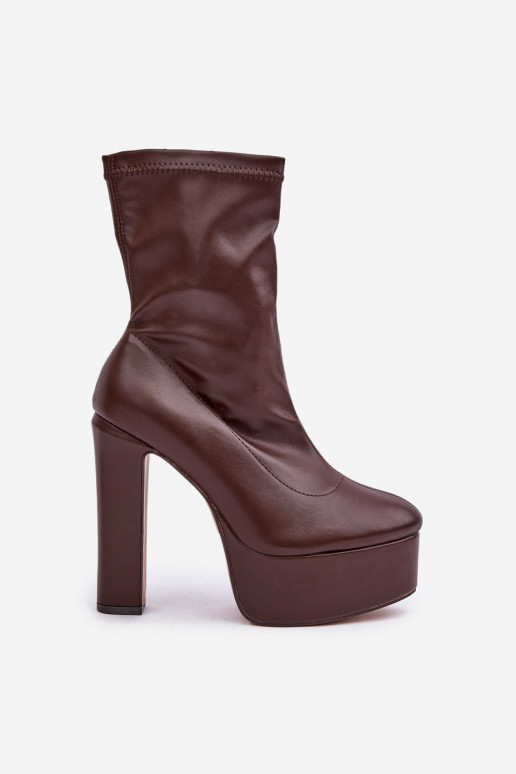 Bottes Sur des talons hauts Enregistrer et plateforme marron foncé Tennira