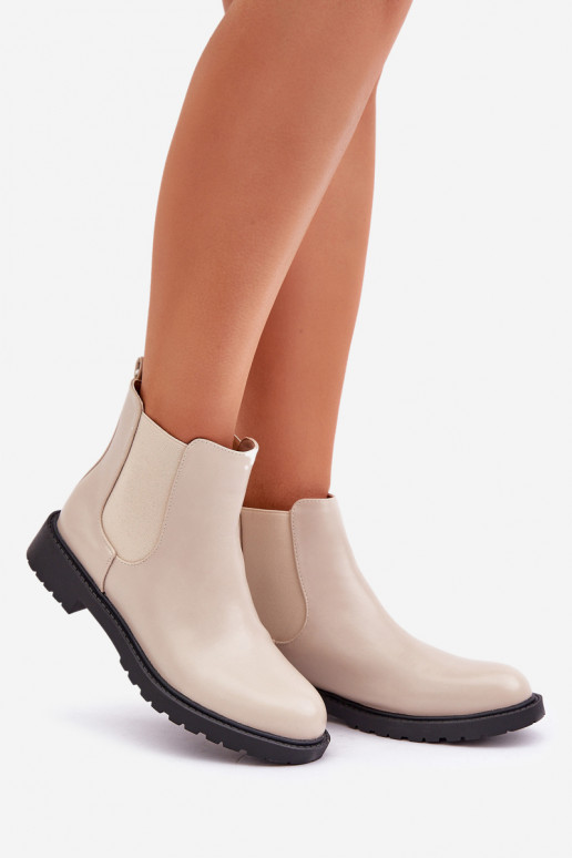 bottes élégantes Féminin avec des talons larges beige Selanna