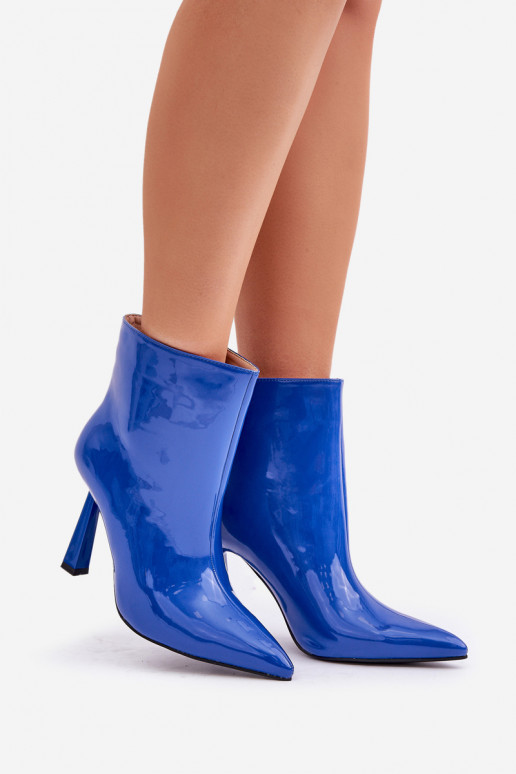 avec effet vernis Bottes Activé Szpice Un modèle convaincant couleur bleue Seliri