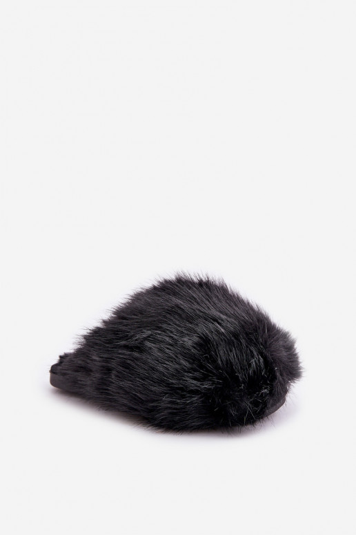 Chaussons pour femmes avec fourrure couleur noire INladisa