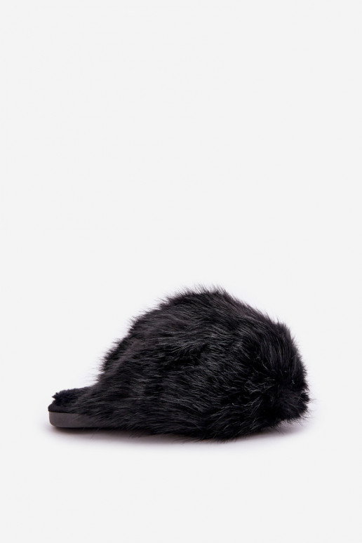 Chaussons pour femmes avec fourrure couleur noire INladisa