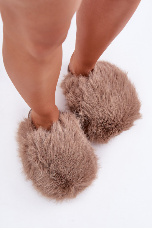 Dames slippers met bont in zandkleur INladisa