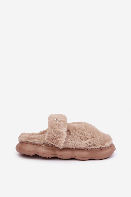 met bont Slippers Z Het heeftłą Broszką beige Primaria
