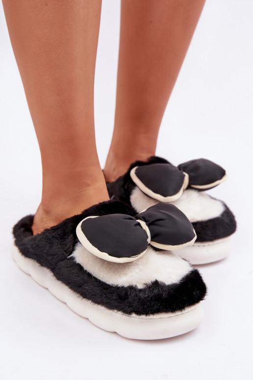 Dames slippers met strikken in zwart Grilis