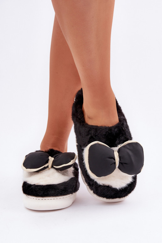 Dames slippers met strikken in zwart Grilis