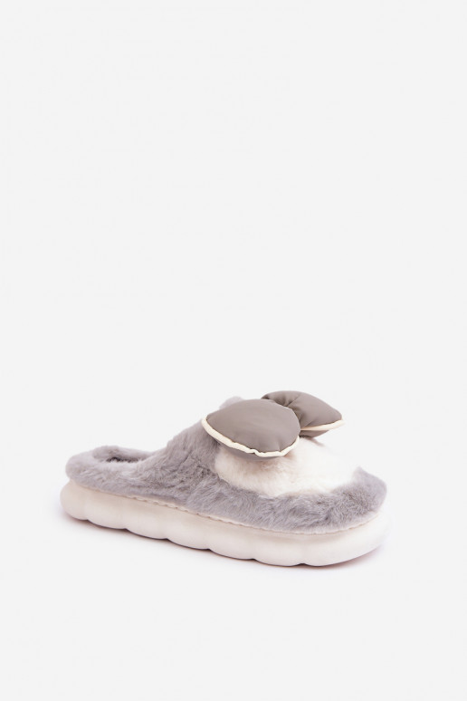 met bont Slippers met linten grijs Grilis met bont Slippers met linten grijs Grilis