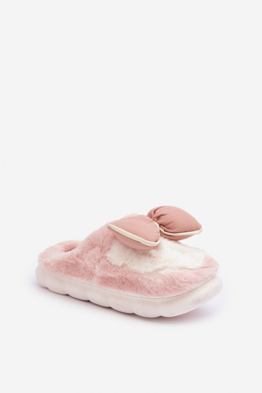 met bont Slippers met linten roze Grilis