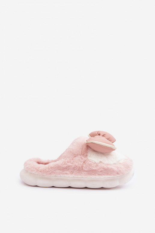 met bont Slippers met linten roze Grilis