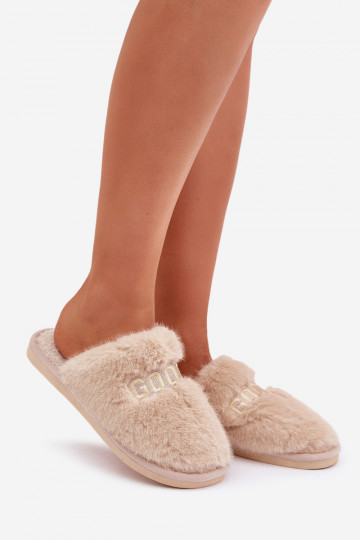 Dames slippers met bont in zandkleur Kalelia