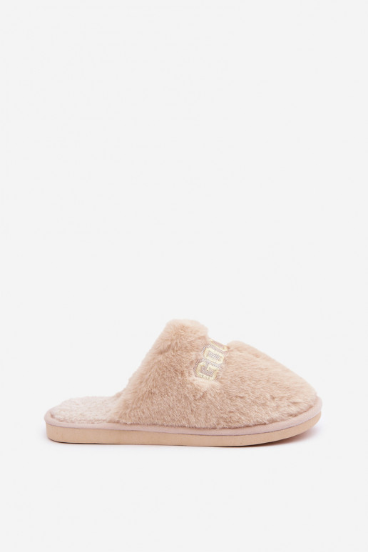 Dames slippers met bont in zandkleur Kalelia