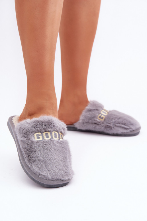 Dames slippers met bont in grijs Kalelia