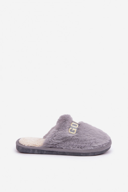 Dames slippers met bont in grijs Kalelia
