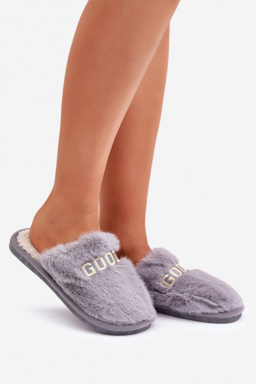 Dames slippers met bont in grijs Kalelia
