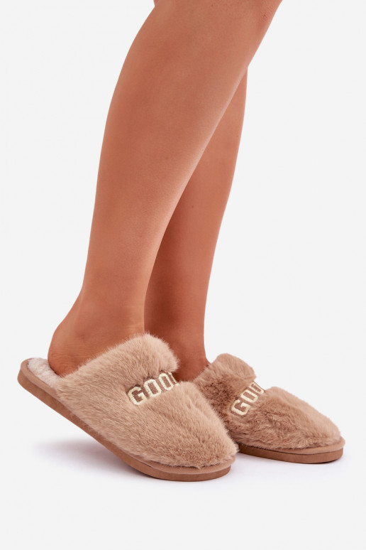 Slippers Dames met bont I Oppisem bruine kleur Kalelia