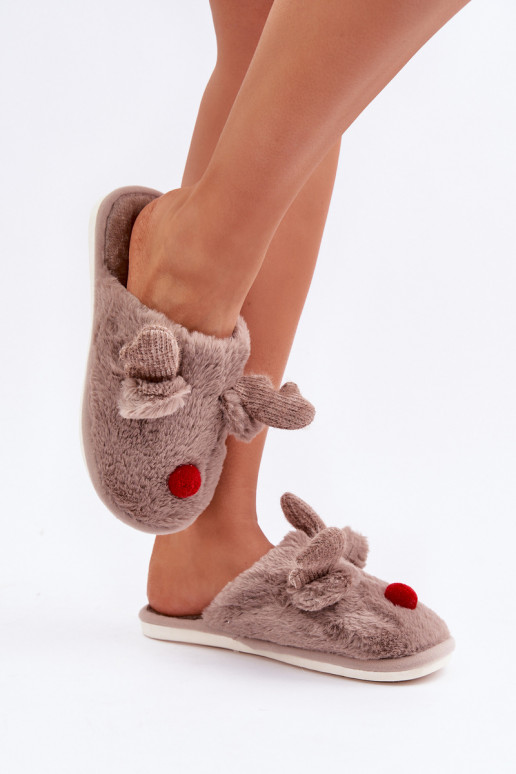 met bont Slippers Dames Met Thema Rendier beige Sennalith