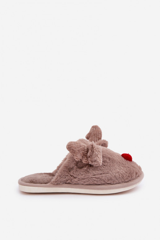 met bont Slippers Dames Met Thema Rendier beige Sennalith