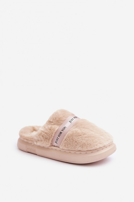 Dames slippers met versierde hakken in zandkleur Savalithea