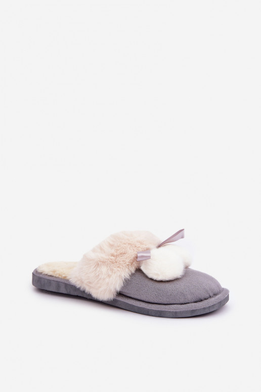 Slippers Dames met bont grijs Oprtani Slippers Dames met bont grijs Oprtani