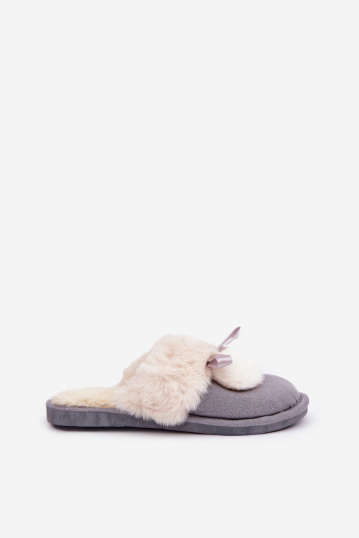 Dames slippers met bont in grijze kleur Įjungtartani