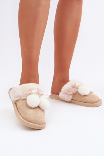 Dames slippers met bont in zandkleur Įjungtartani 2