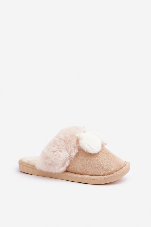 Dames slippers met bont in zandkleur Įjungtartani