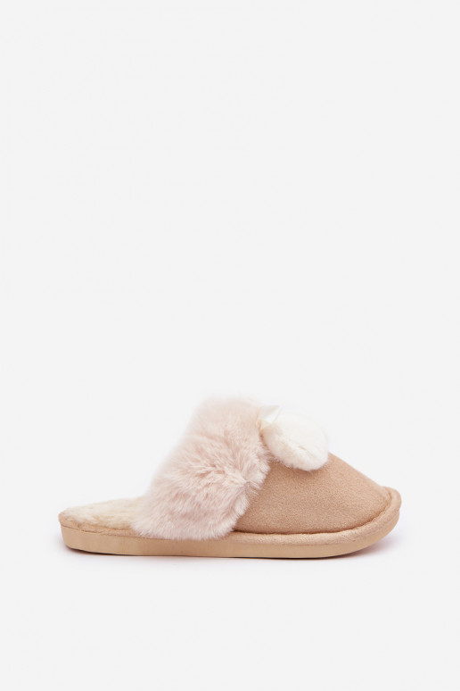 Chaussons pour femmes avec fourrure couleur sable Įjungtartani