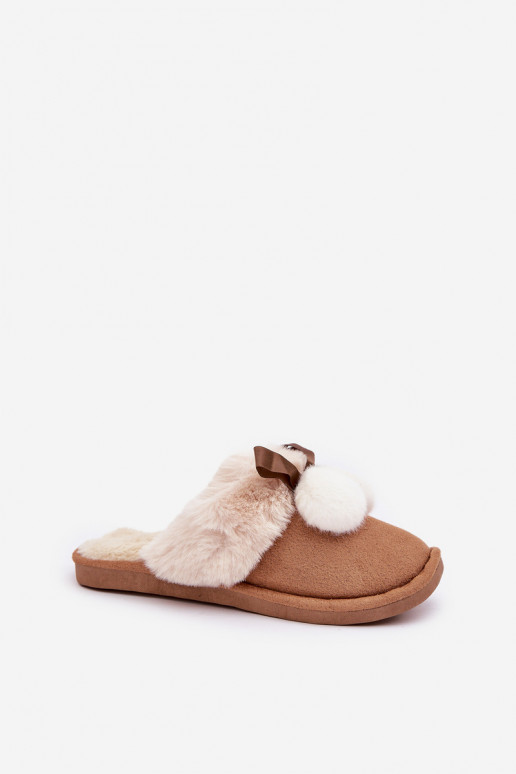 Slippers Dames met bont bruine kleur Oprtani Slippers Dames met bont bruine kleur Oprtani