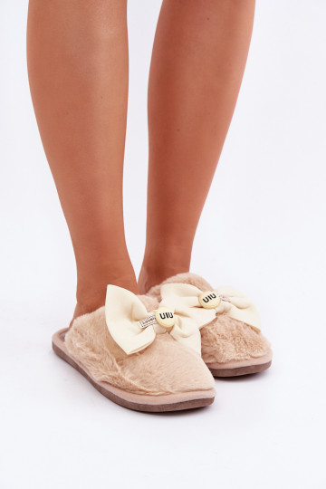Dames slippers met bont I Lankas in zandkleur Olfedi