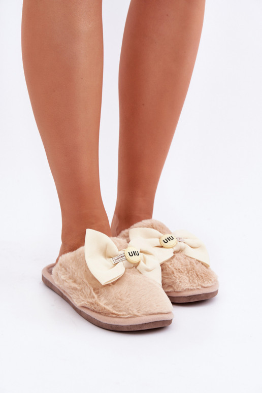 Chaussons pour femmes avec fourrure I Lankas couleur sable Olfedi