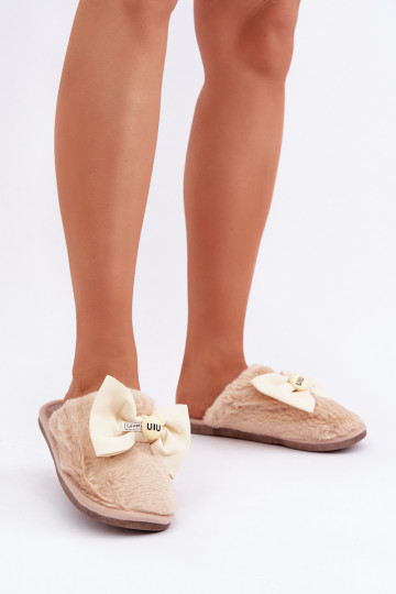 Dames slippers met bont I Lankas in zandkleur Olfedi 2