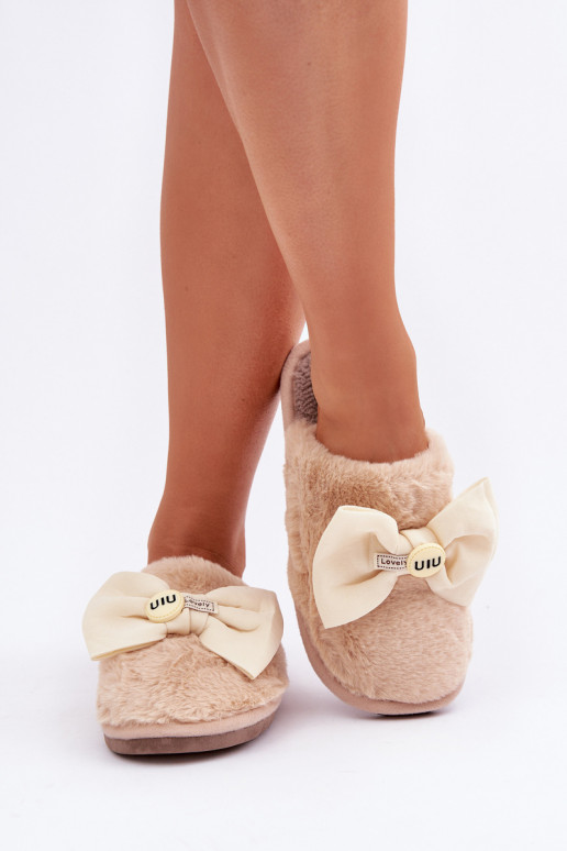 Slippers Dames met bont I Boog beige Olfedi Slippers Dames met bont I Boog beige Olfedi