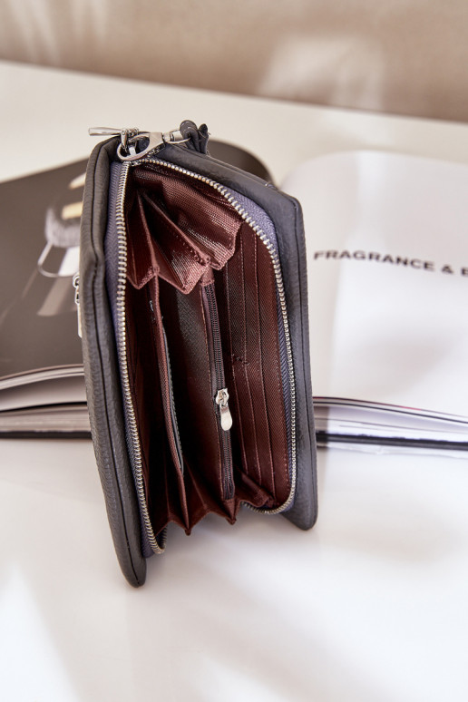 Grand portefeuille femme avec une empreinte en cuir écologique couleur grise Il fautrtiel