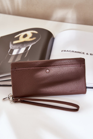 Grand portefeuille pour femmes avec embossage en simili cuir chocolat Tai turirtiel