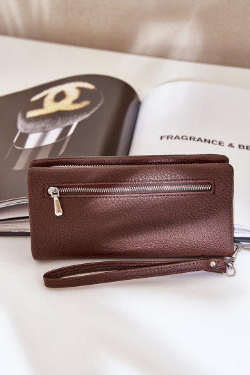 Grand portefeuille pour femmes avec embossage en simili cuir chocolat Tai turirtiel 2