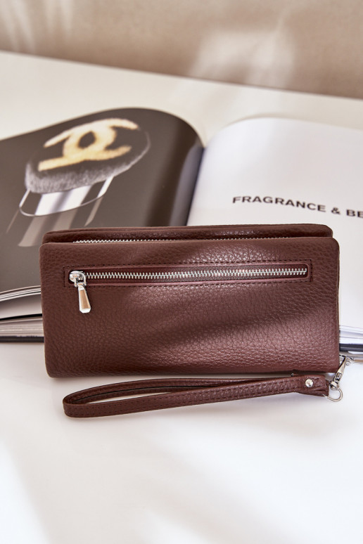 Grand portefeuille pour femmes avec embossage en simili cuir chocolat Tai turirtiel
