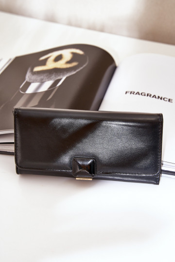 Portefeuille féminin en simili cuir noir Erolia