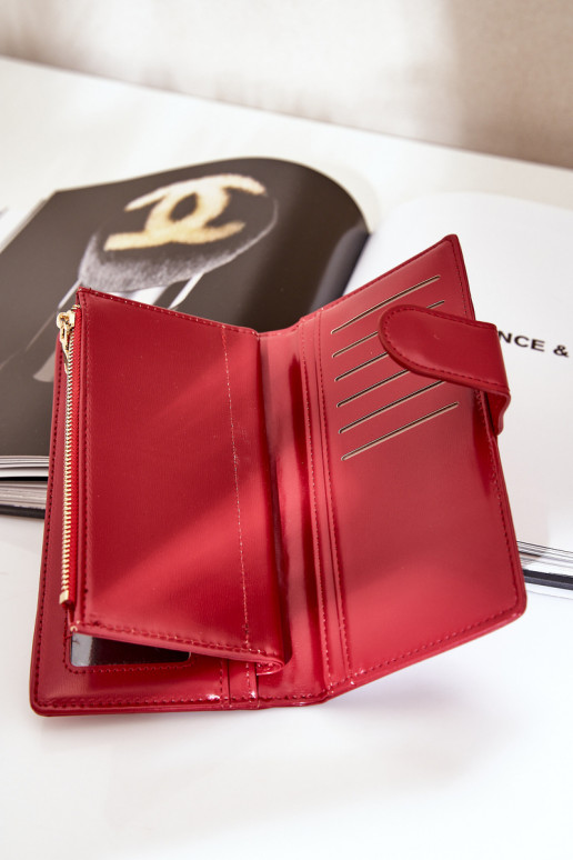 Portefeuille femme en cuir écologique couleur rouge Kalinessa Portefeuille femme en cuir écologique couleur rouge Kalinessa