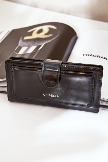 Portefeuille femme en simili cuir noir Kalinessa