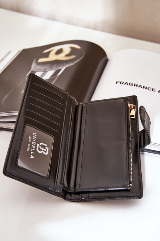 Portefeuille femme en cuir écologique couleur noire Kalinessa Portefeuille femme en cuir écologique couleur noire Kalinessa