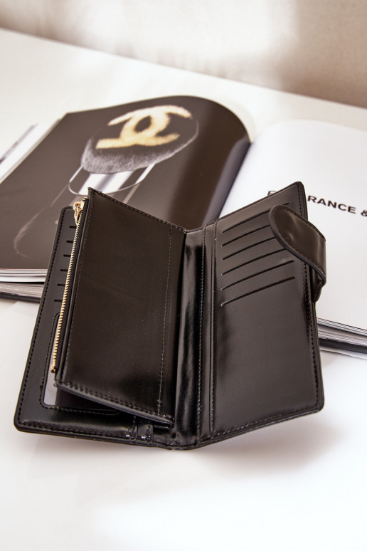 Portefeuille femme en cuir écologique couleur noire Kalinessa Portefeuille femme en cuir écologique couleur noire Kalinessa