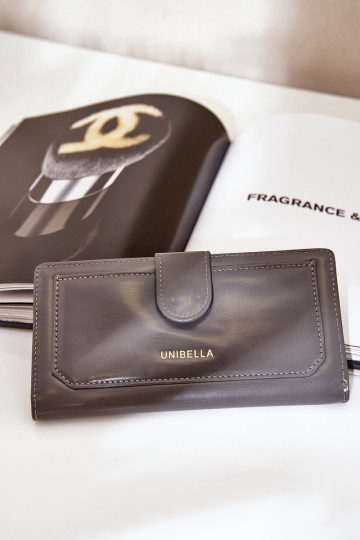 Portefeuille femme en simili cuir gris Kalinessa