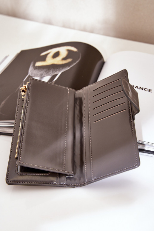 Portefeuille femme en cuir écologique couleur grise Kalinessa Portefeuille femme en cuir écologique couleur grise Kalinessa